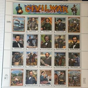 1994 Civil War US Sheet 32 cent 20 Stamp Sheet Unhinged Historical People